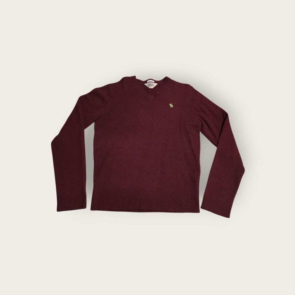 Vintage 90s Abercrombie and Fitch burgundy preppy wool sweater